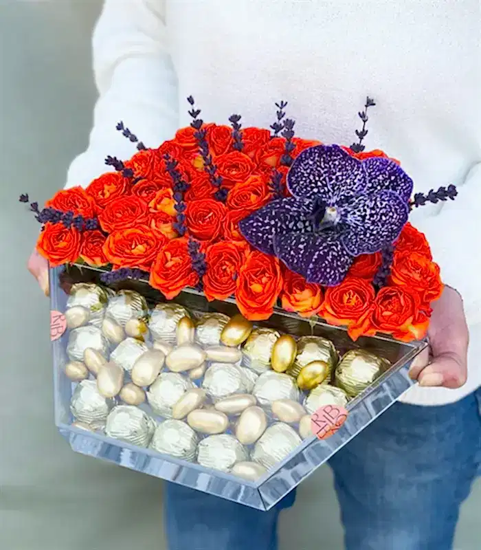 Turuncu Deluxe Yıldız Altıgen Ayna Çikolata Tepsisi