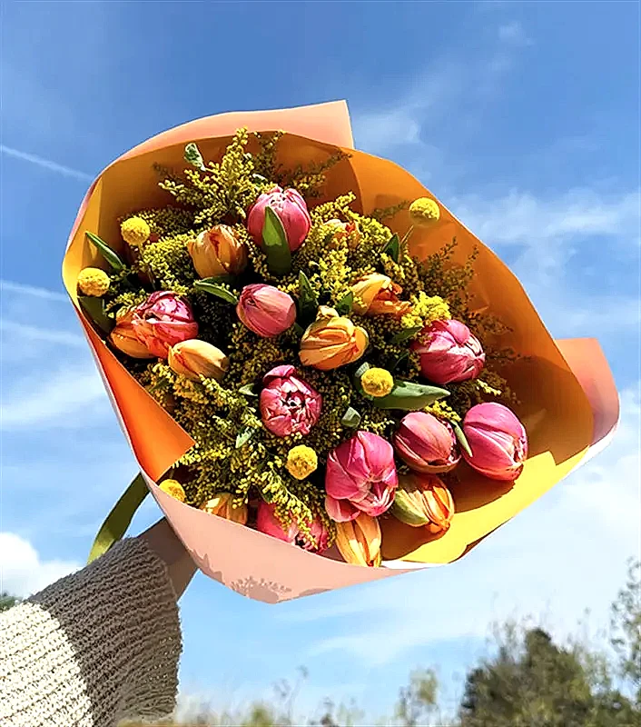 Turuncu Lale Pembe 20 Lale Buketi