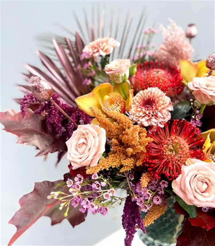 Vina Deluxe Kristal Vazoda Cappucino Sonbahar Çiçekleri